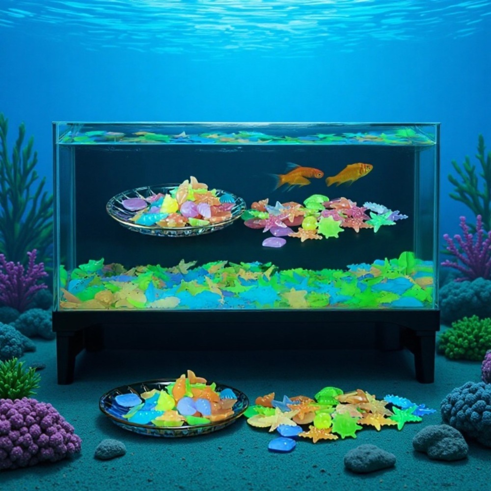 Aquarium Plant Nursery - Gloeiende lichtgevende oceaanstenen Fluorescerende schelpen Kleurrijke