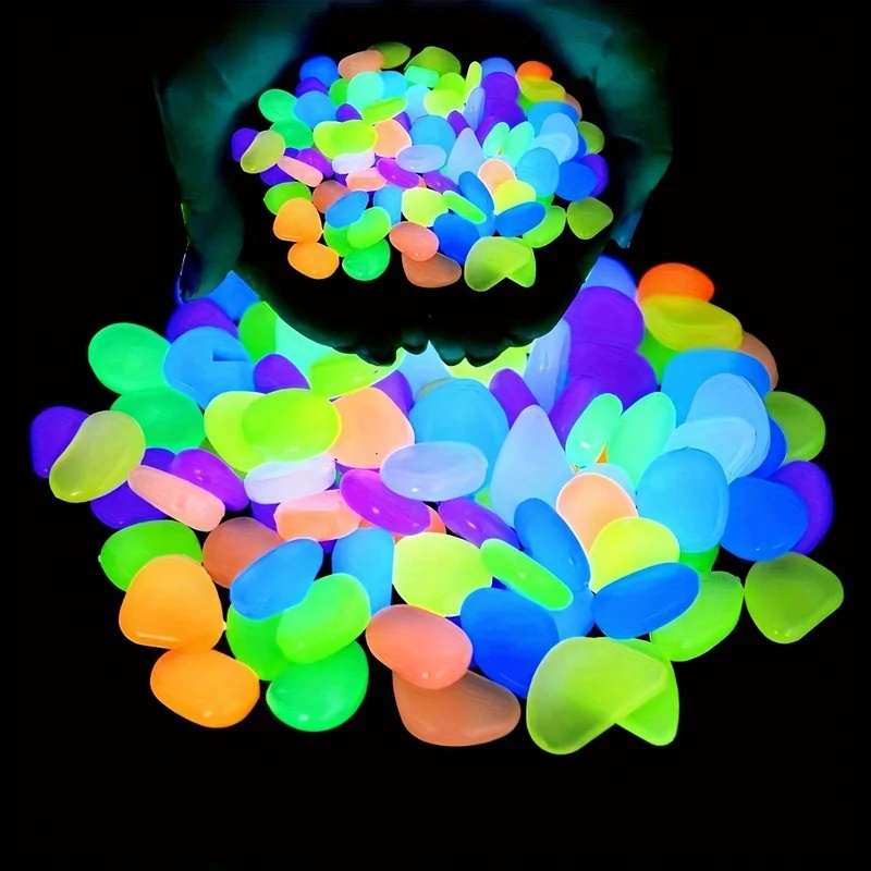 Planted Aquarium Mini - 50-200 stuks Glow-in-the-dark kiezelstenen, lichtgevende mini-stenen,